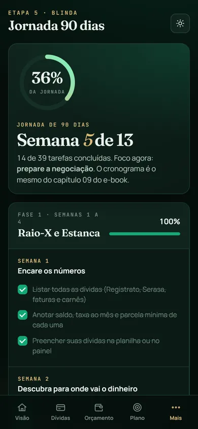 Tela Jornada de 90 dias no celular